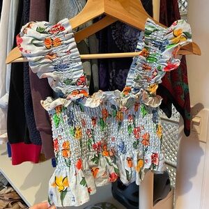 Hill House Blue Ruched Smocked Tank Top